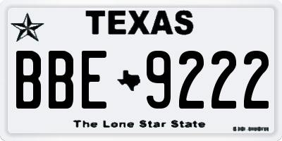 TX license plate BBE9222