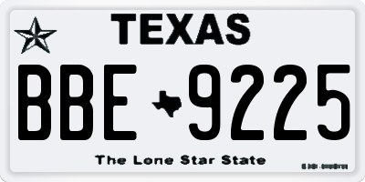 TX license plate BBE9225