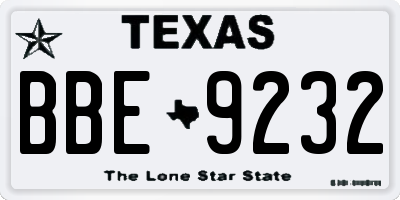 TX license plate BBE9232