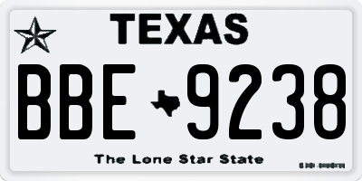 TX license plate BBE9238