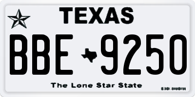 TX license plate BBE9250
