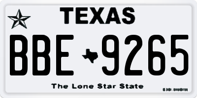 TX license plate BBE9265