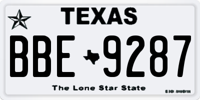 TX license plate BBE9287