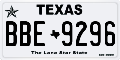 TX license plate BBE9296
