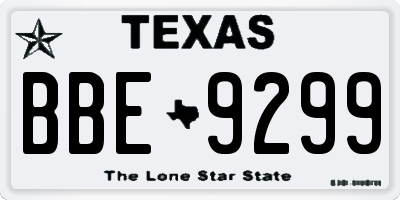 TX license plate BBE9299