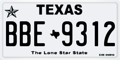 TX license plate BBE9312