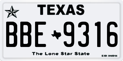 TX license plate BBE9316