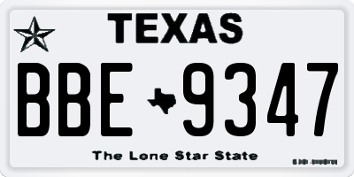 TX license plate BBE9347