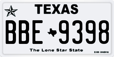 TX license plate BBE9398