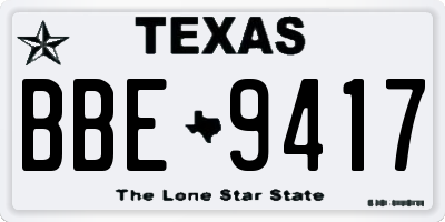 TX license plate BBE9417