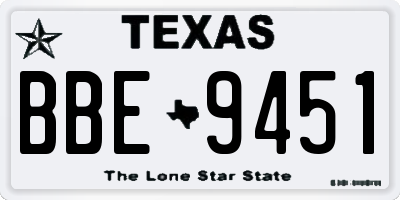 TX license plate BBE9451