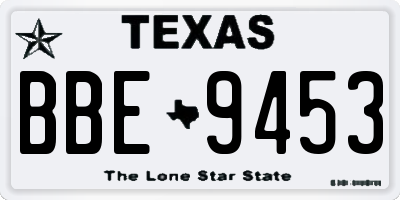 TX license plate BBE9453
