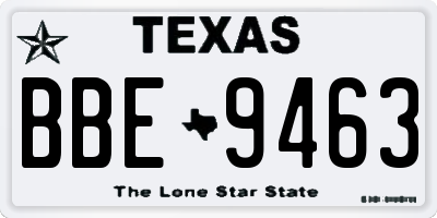 TX license plate BBE9463