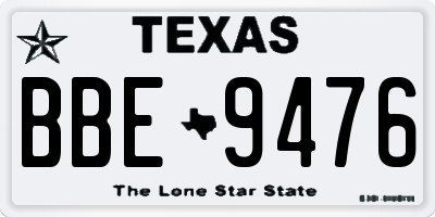 TX license plate BBE9476