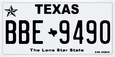 TX license plate BBE9490