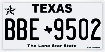 TX license plate BBE9502