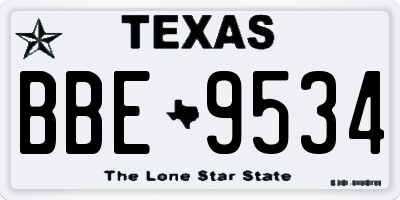 TX license plate BBE9534