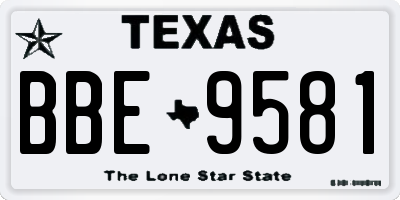 TX license plate BBE9581