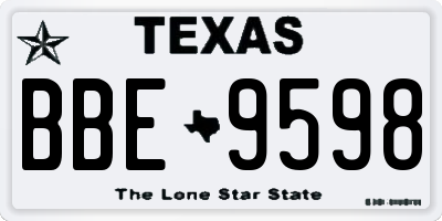 TX license plate BBE9598