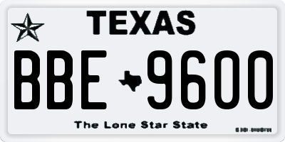 TX license plate BBE9600