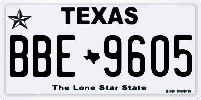 TX license plate BBE9605