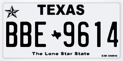 TX license plate BBE9614