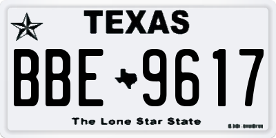 TX license plate BBE9617
