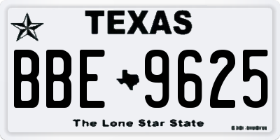 TX license plate BBE9625