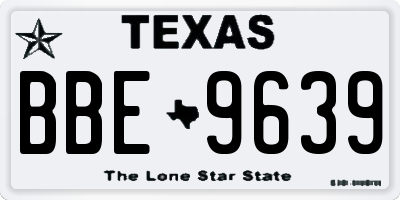 TX license plate BBE9639