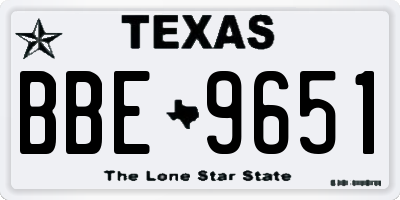 TX license plate BBE9651