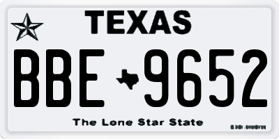 TX license plate BBE9652