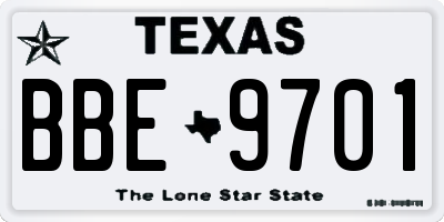 TX license plate BBE9701
