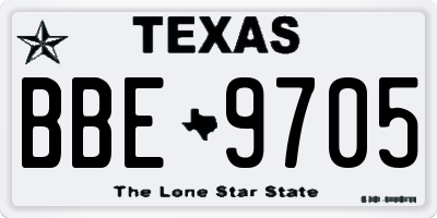 TX license plate BBE9705