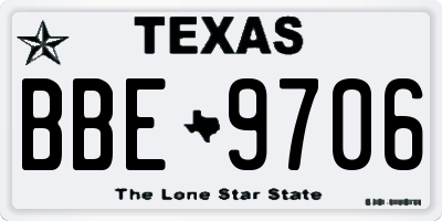 TX license plate BBE9706