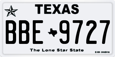 TX license plate BBE9727