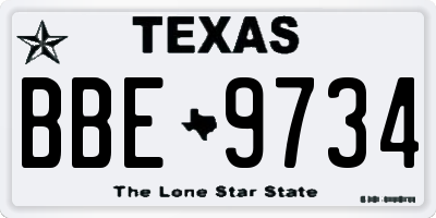 TX license plate BBE9734
