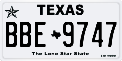 TX license plate BBE9747