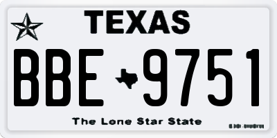 TX license plate BBE9751