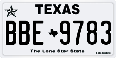 TX license plate BBE9783