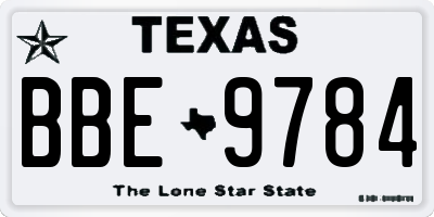 TX license plate BBE9784