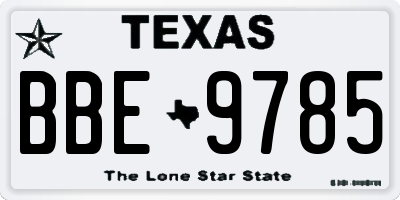 TX license plate BBE9785