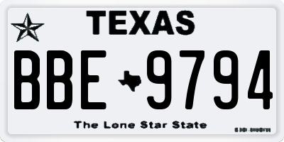 TX license plate BBE9794