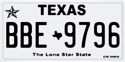 TX license plate BBE9796