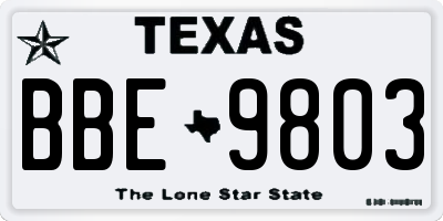 TX license plate BBE9803