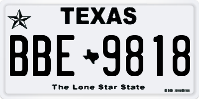 TX license plate BBE9818
