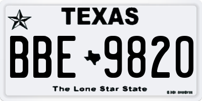 TX license plate BBE9820