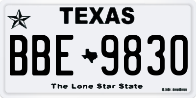 TX license plate BBE9830