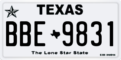 TX license plate BBE9831