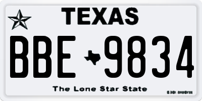 TX license plate BBE9834