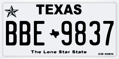 TX license plate BBE9837